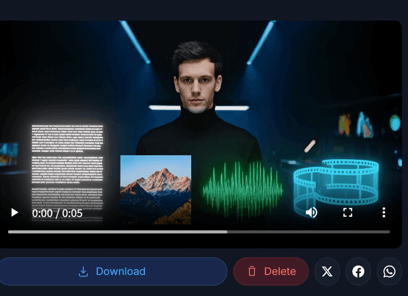 Export or share a finished MiniMax H3 video from Waver AI